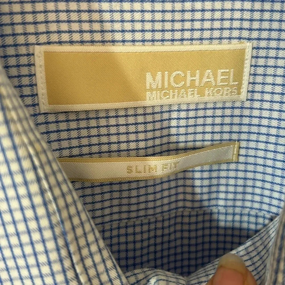 Michael Kors checkered Button Down Slim Fit Shirt size large - Picture 3 of 6